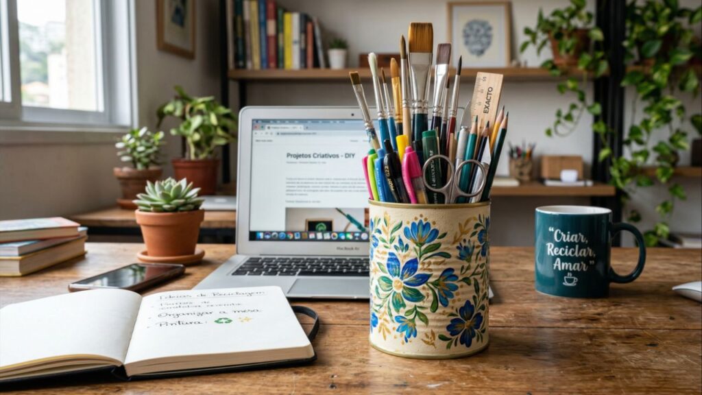 A lata que iria para o lixo e virou organizador bonito para vender