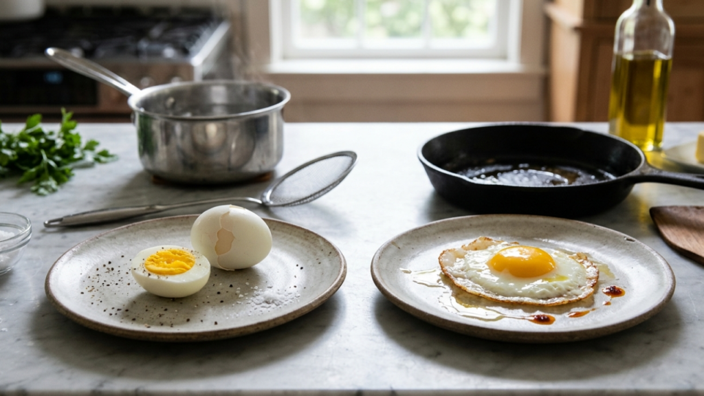 Quais ovos são mais saudáveis, cozidos ou fritos? A resposta depende mais do preparo do que do ovo