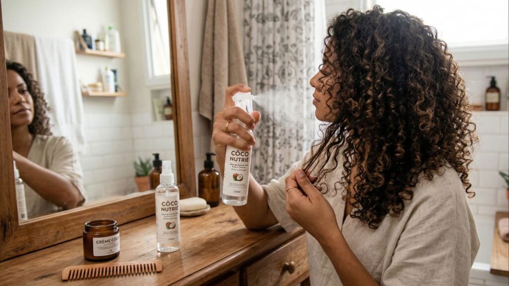 Como fazer o spray de óleo de coco que devolve a vida para cabelos cacheados