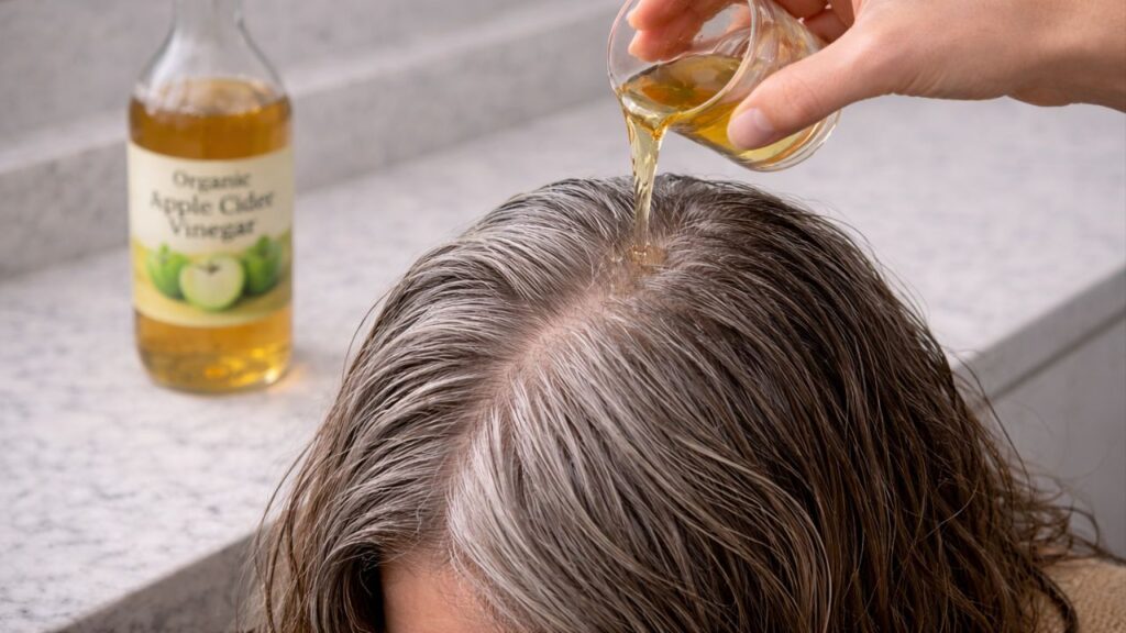 Aplicar vinagre de maçã diluído nos cabelos grisalhos: para que serve e por que ajuda a selar as cutículas dos fios