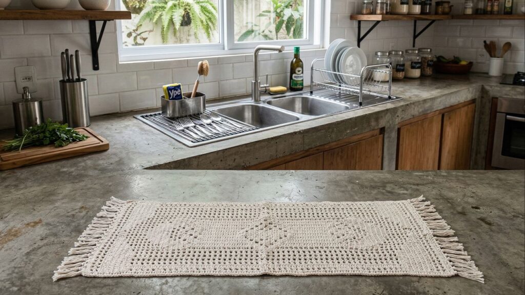 Ganhe dinheiro com passadeira de crochê artesanal criando o kit de cozinha que é tendência em decoração