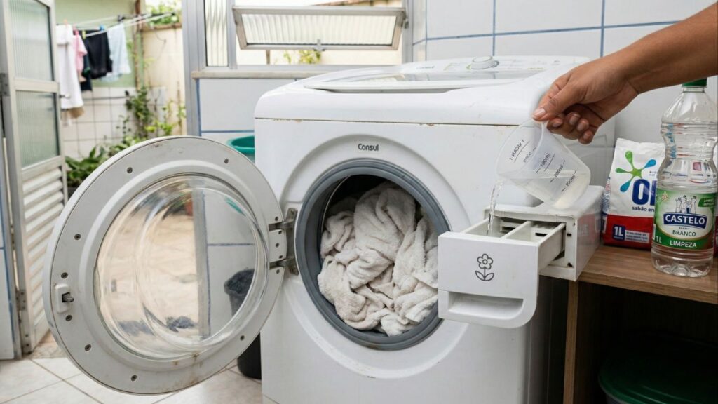 Mistura potente com vinagre branco de álcool faz toalhas ásperas parecerem novas em apenas uma lavagem