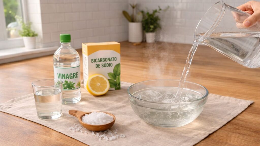 Limpar a bancada com água quente, sal e vinagre: por que é recomendado?