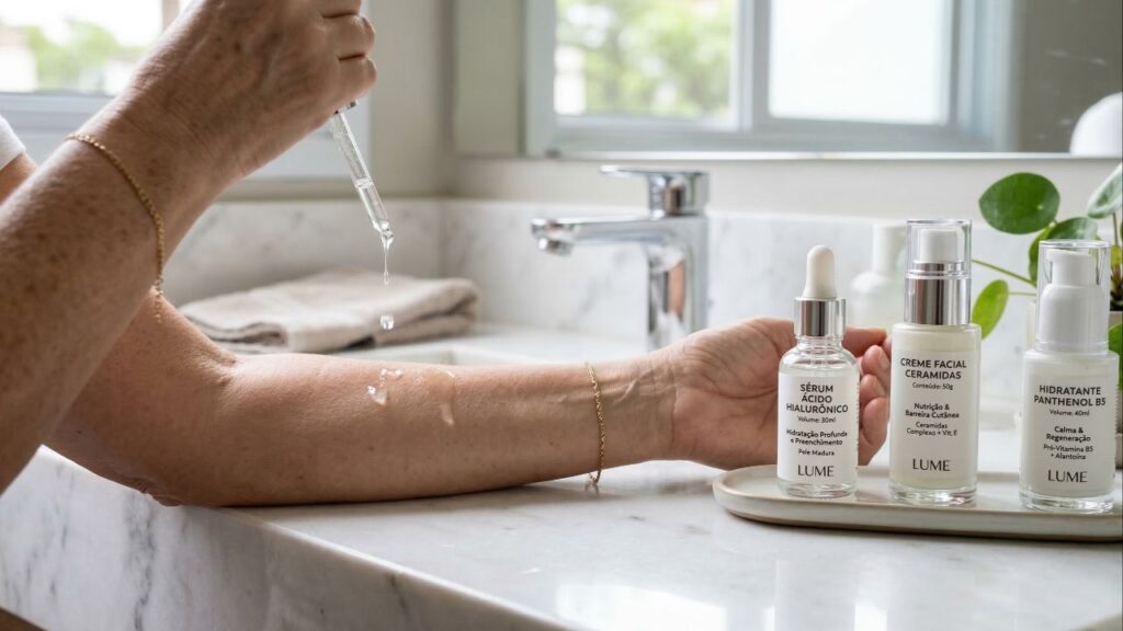 Truque da hidratação em camadas devolve o brilho e deixa a pele madura radiante depois dos 40