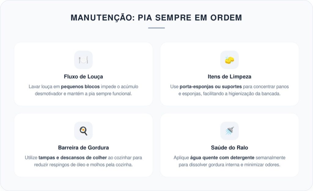 O truque simples para deixar a pia da cozinha com aparência de limpa por mais tempo