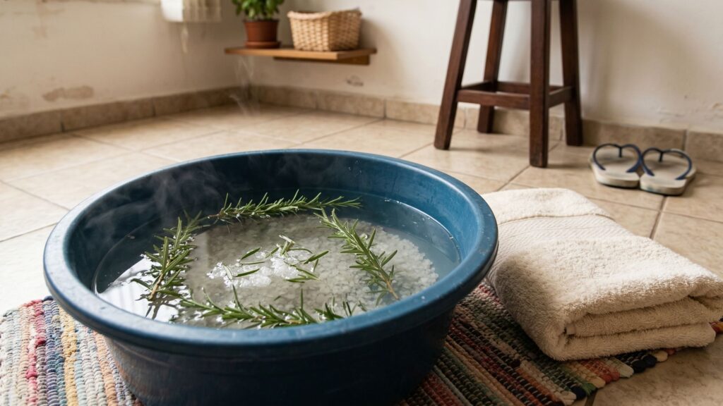 Receita exclusiva de escalda-pés com sal grosso e alecrim que traz alívio instantâneo para idosos