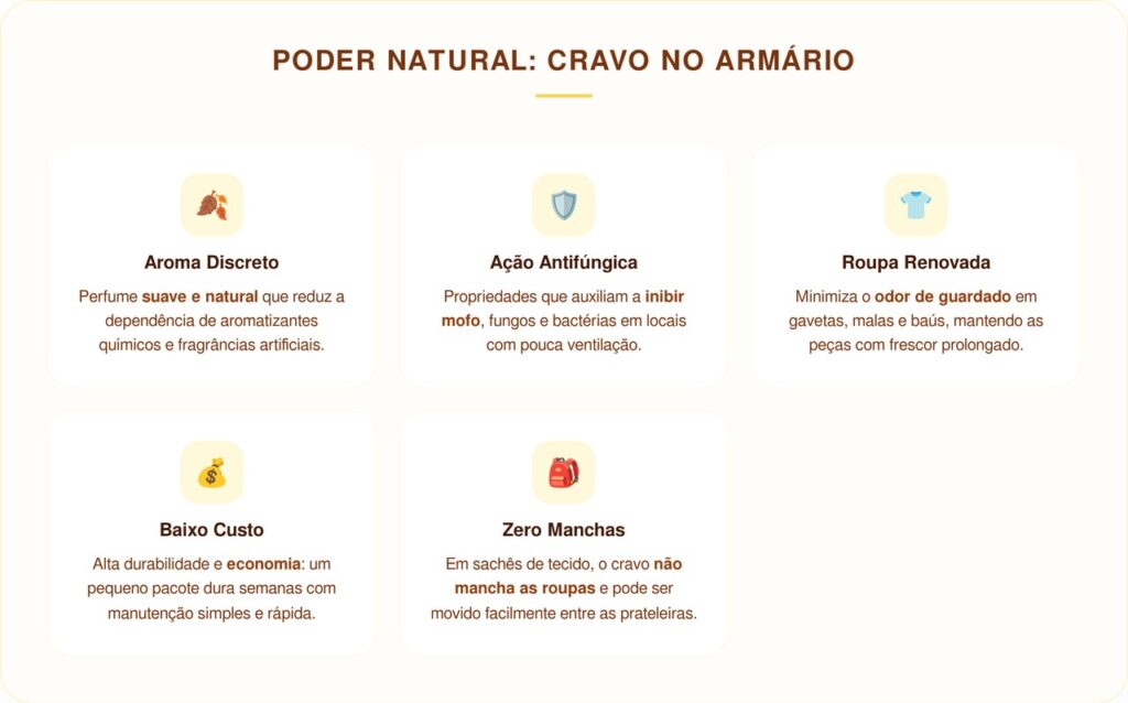 Guardar cravos-da-índia entre as roupas limpas: por que é recomendado e quais os benefícios