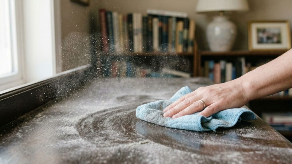 O hábito simples que faz a poeira voltar mais rápido para os móveis