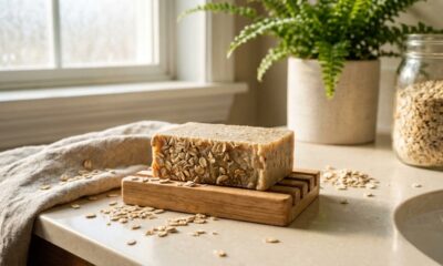 Sabonete caseiro de aveia que acalma e hidrata profundamente a pele sensível de idosos