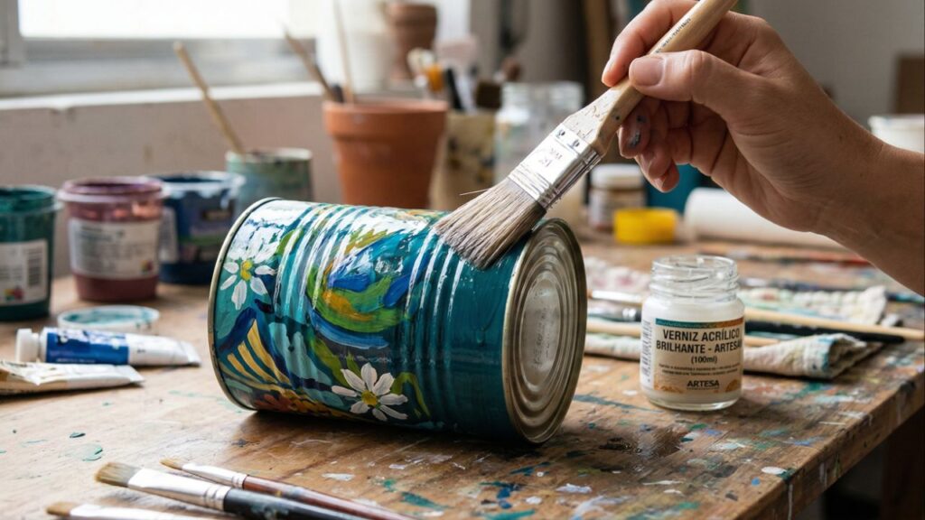 A lata que iria para o lixo e virou organizador bonito para vender