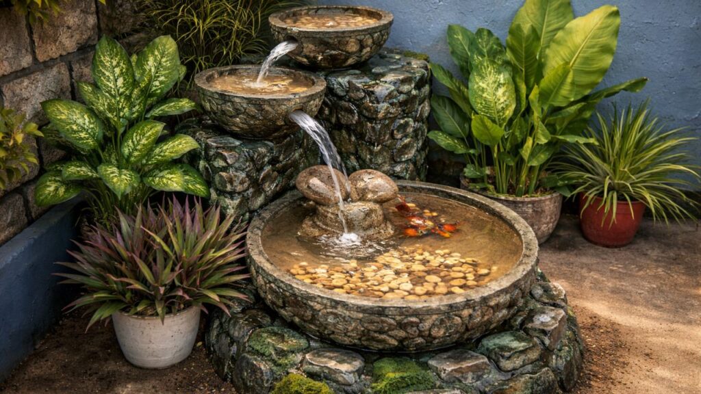 Transforme cimento em uma fonte incrível para seu quintal