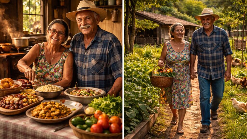 Uma fazenda bem cuidada onde tudo é produzido em casa