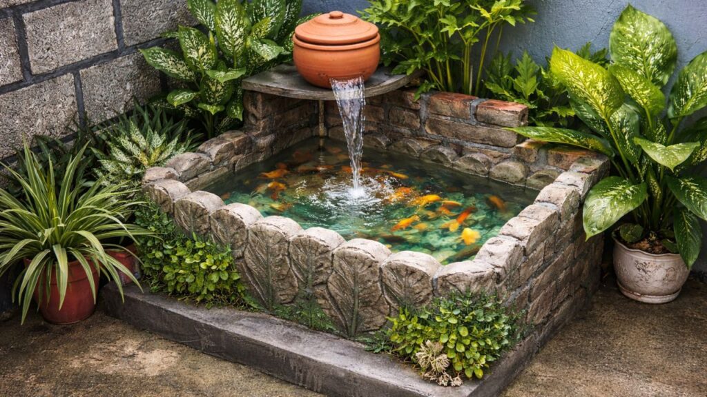 Ele usou caixas de isopor para criar um lago de canto surpreendente