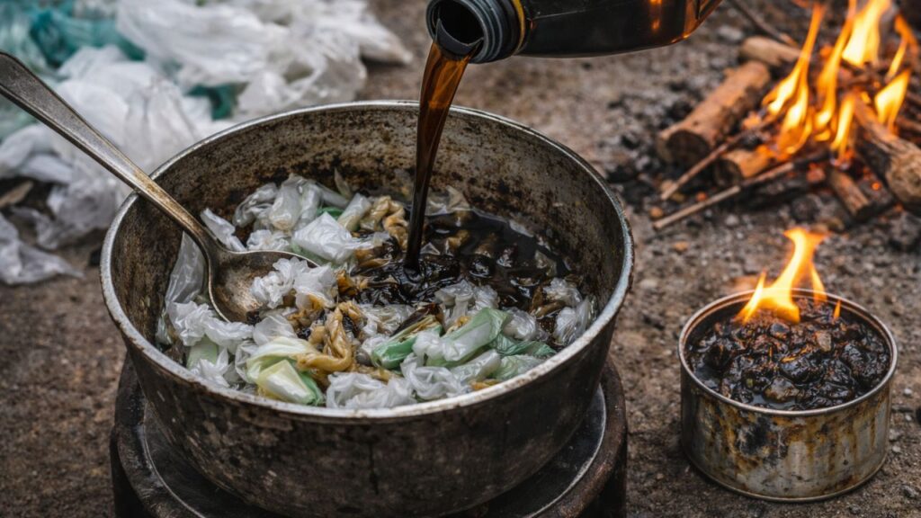 O que algumas pessoas estão fazendo com sacolas plásticas e óleo usado