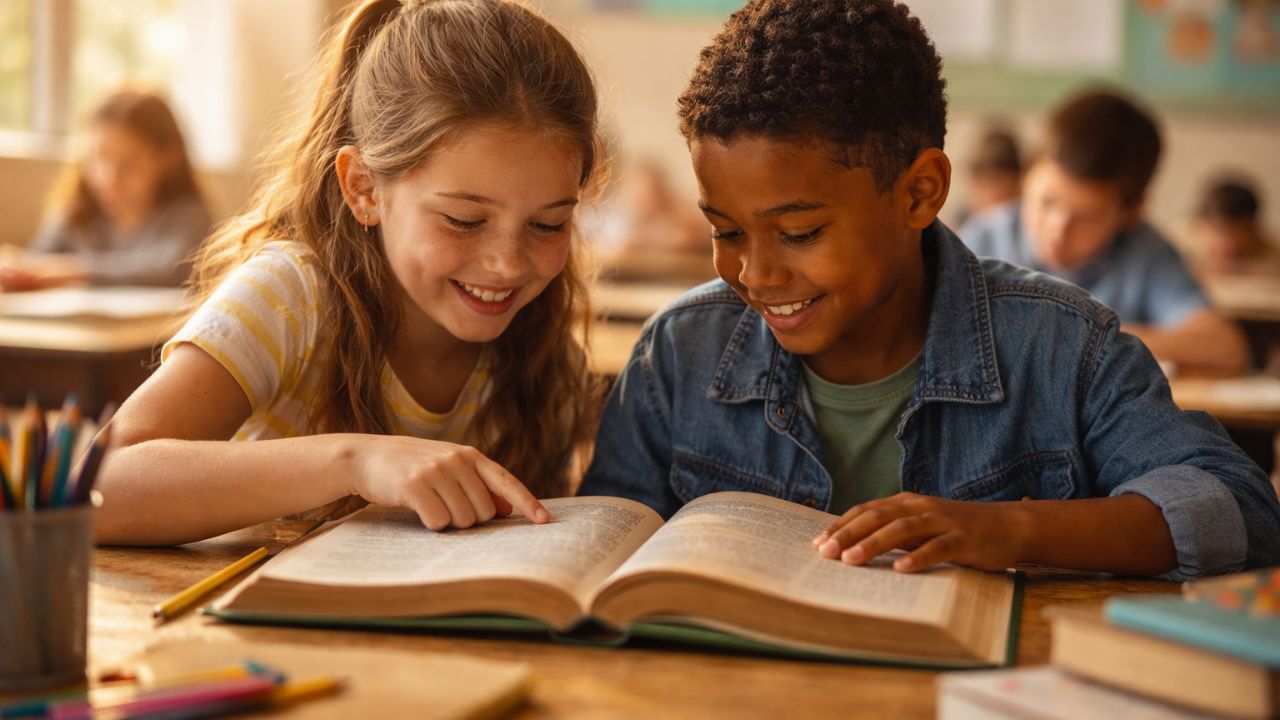 Como era estudar em um tempo mais simples dividindo livro com colega