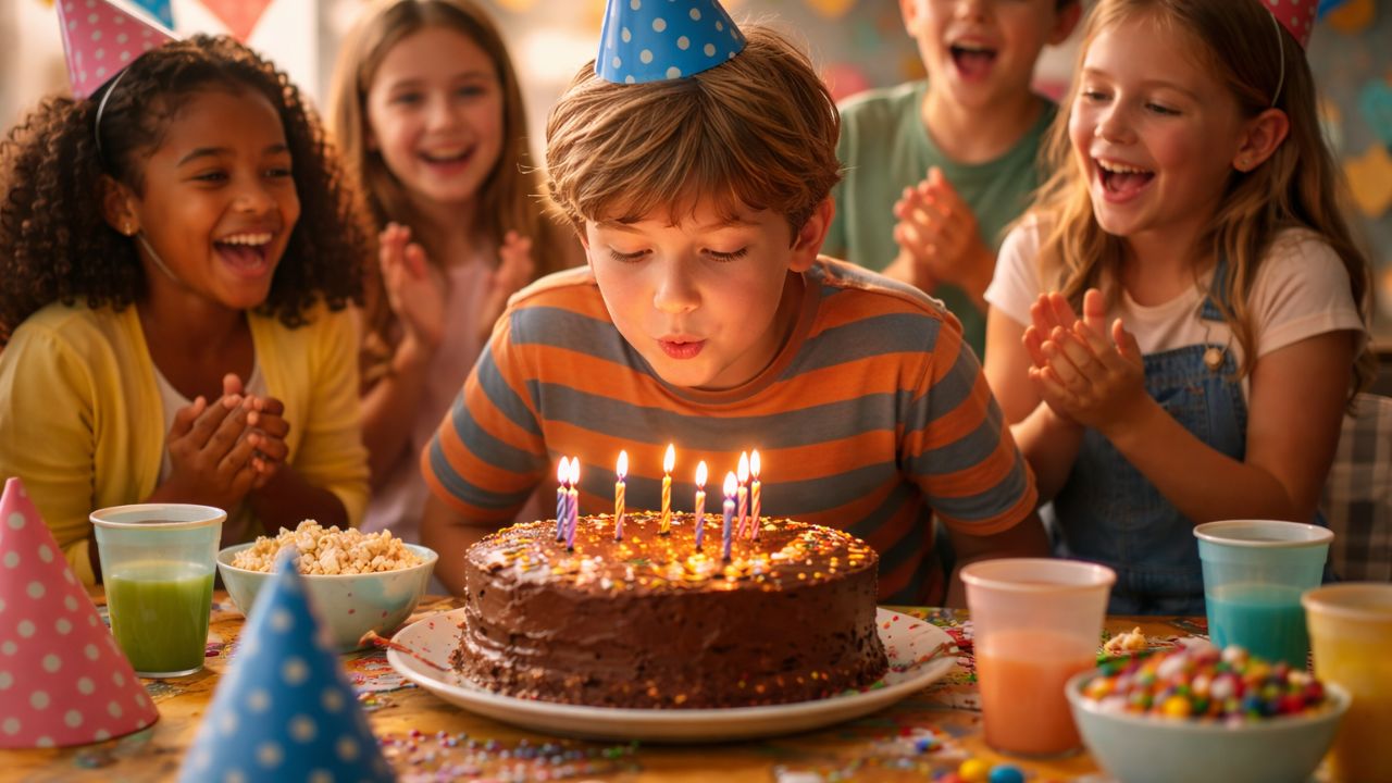 Festas simples que juntavam todo mundo no aniversário com bolo e vela