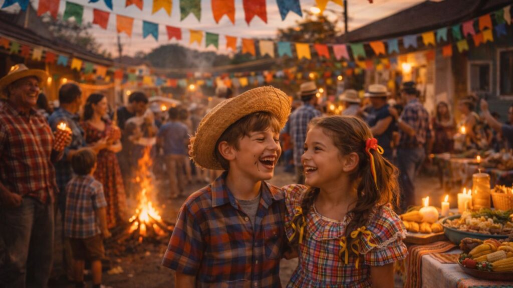 Festas juninas que envolviam o bairro inteiro com bandeirinhas feitas à mão