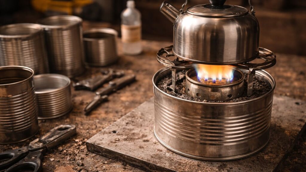 Como transformar latas velhas em um mini fogão com um projeto fácil