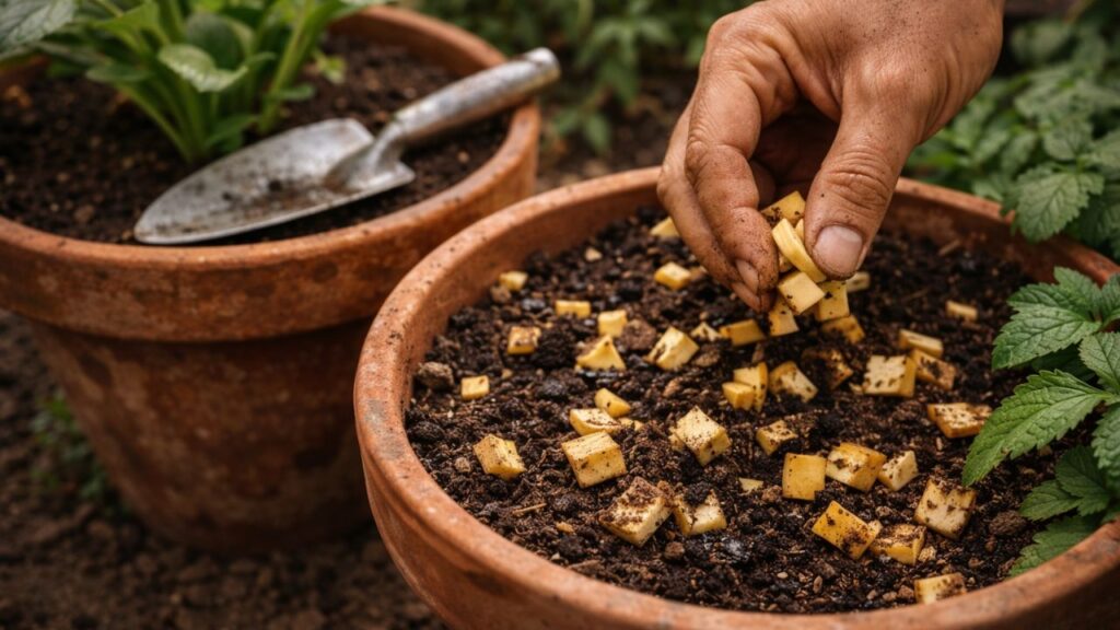 Coloque casca de banana picada no solo do vaso e entenda por que isso pode ajudar suas plantas