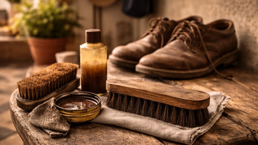 Objetos que ajudavam a manter a casa em ordem e faziam a escova de limpar sapato ser essencial