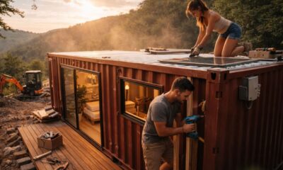 Casal jovem transforma um contêiner em uma mini casa de luxo com terraço e surpreende no resultado