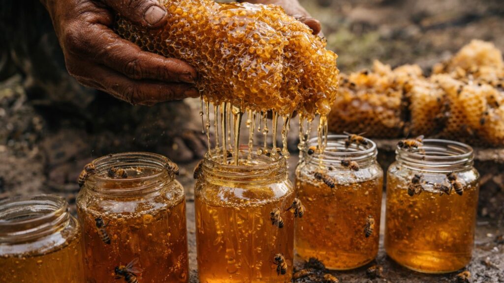 No Nepal, homens desafiam penhascos imensos para colher um mel raro que pode intoxicar