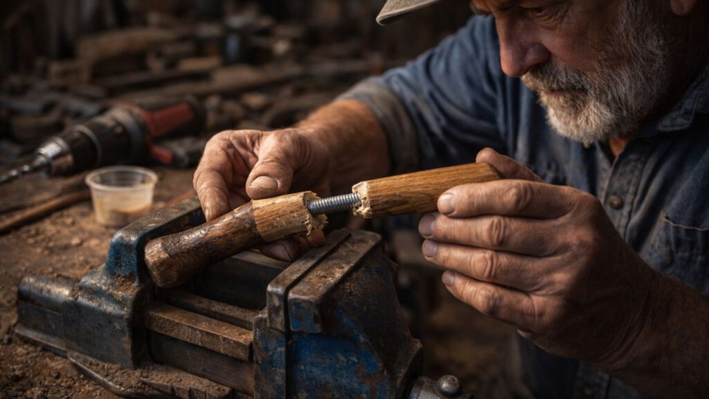 Carpinteiro veterano revela como recuperar cabo de martelo quebrado com reforço interno firme