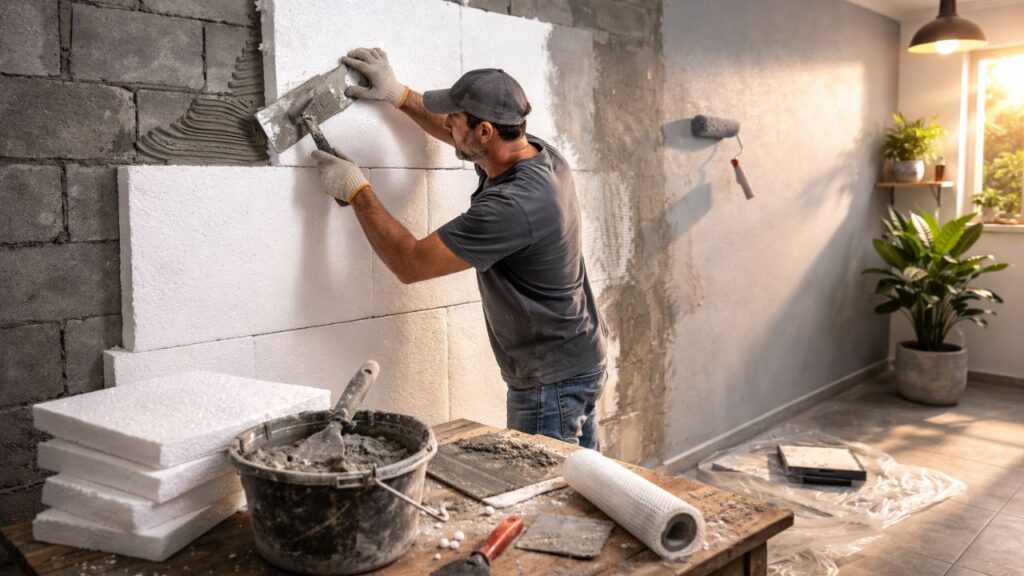 Revestimento com EPS na parede mostra como renovar o ambiente com leveza e bom resultado