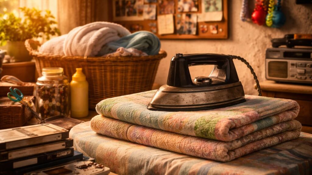 Esses itens antigos da casa faziam parte da rotina, e o ferro pesado ainda desperta saudade boa