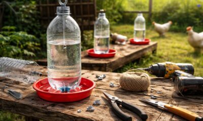 Garrafas velhas podem virar um bebedouro prático para galinhas com uma ideia simples e útil