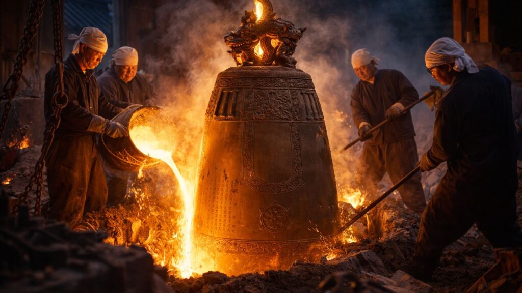 Como um sino de templo de 5 toneladas é forjado para ressoar por séculos com perfeição