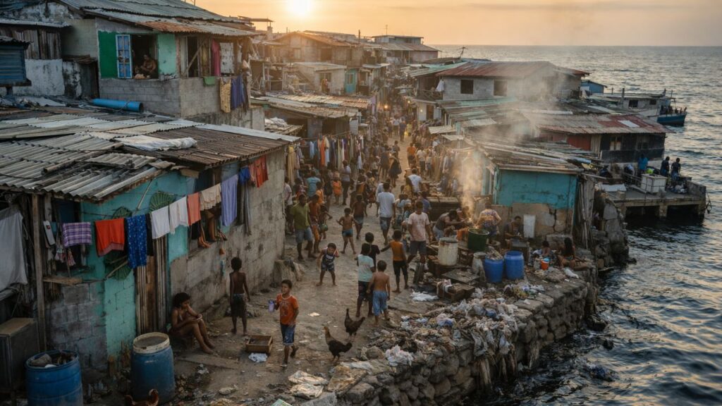 Uma ilha minúscula abriga centenas de pessoas e desafia qualquer ideia de espaço