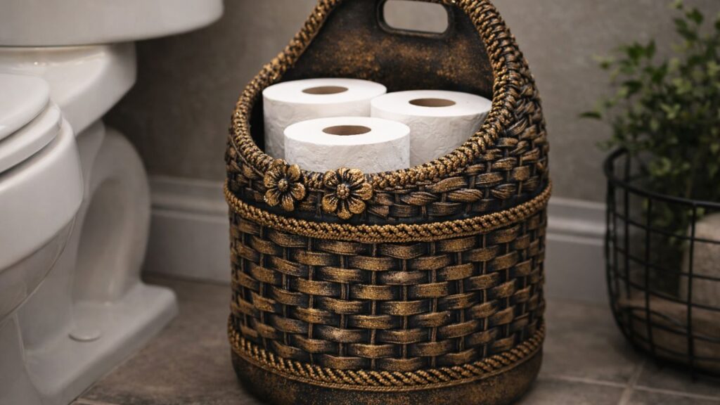 Com um galão de água sanitária, dá para criar um porta-papel higiênico lindo e econômico