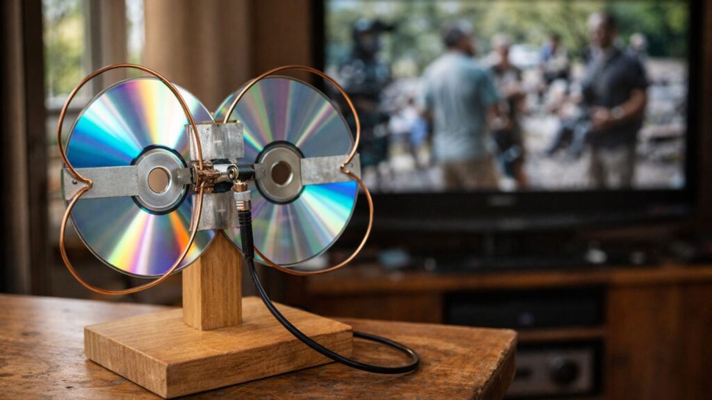 Essa ideia com CDs velhos cria uma antena caseira que chama atenção pela utilidade