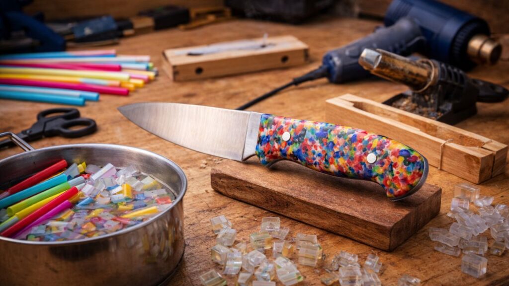 Canudos velhos viram um cabo de faca resistente com uma ideia simples e criativa