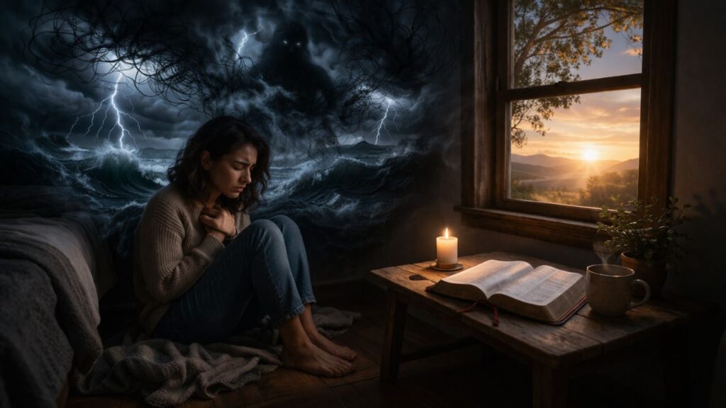 Salmos 34:4: “Quando busquei ao Senhor, o medo perdeu força dentro de mim”