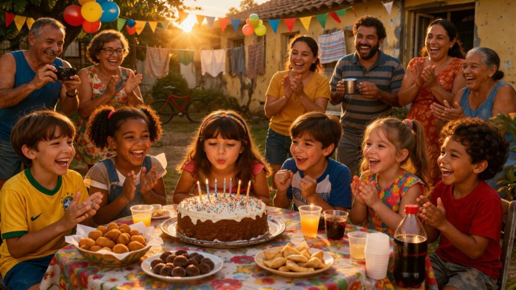 Festas simples que reuniam todo mundo e faziam a casa ficar cheia de alegria e movimento