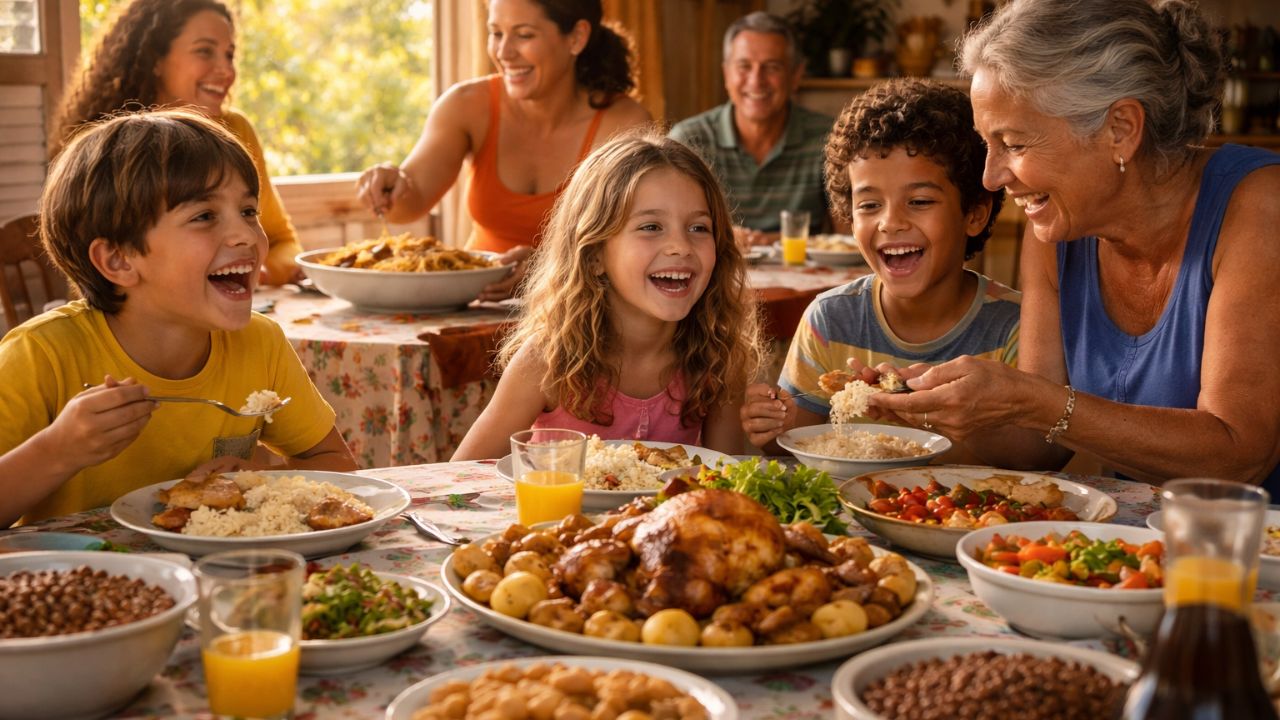 Como eram as comemorações em família e por que o almoço de domingo marcava tanto
