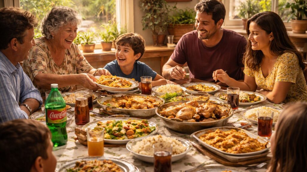 Como eram as comemorações em família e por que o almoço de domingo marcava tanto