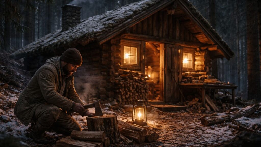 Ele passou 180 dias sozinho erguendo uma cabana secreta de madeira no meio da mata