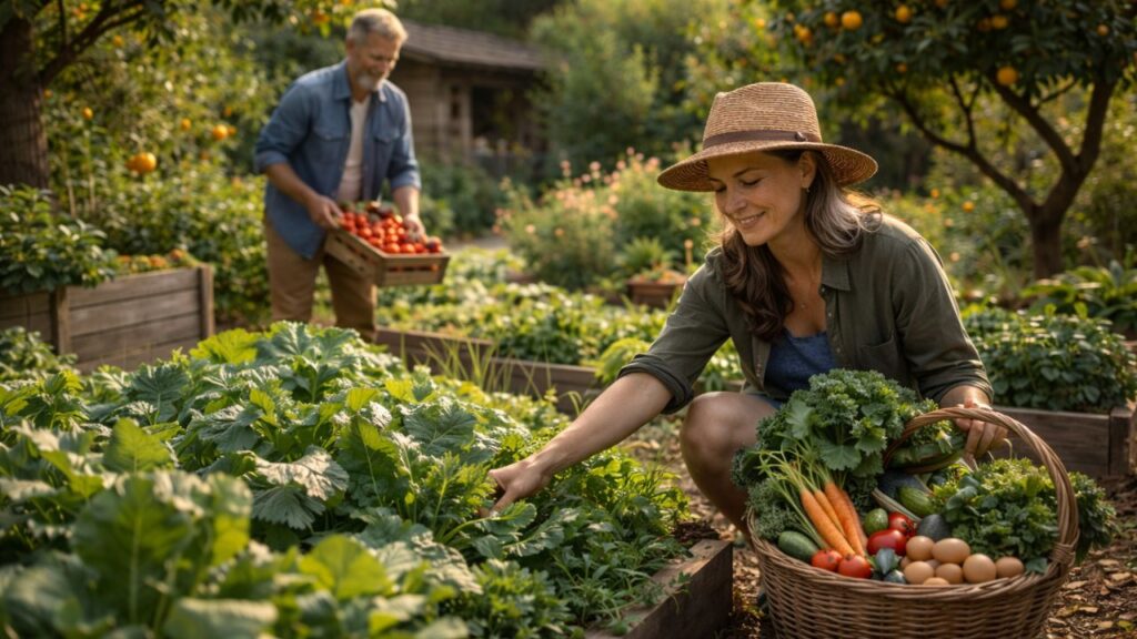 Eles vivem há 30 anos produzindo quase toda a comida no quintal