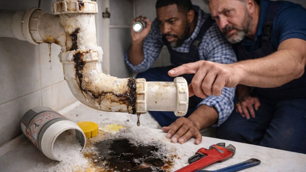 Por que encanadores alertam sobre o uso de soda cáustica no ralo