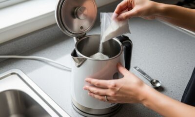 Não precisa lavar sua chaleira elétrica, basta adicionar este pó e ferver a água, que o calcário será completamente removido