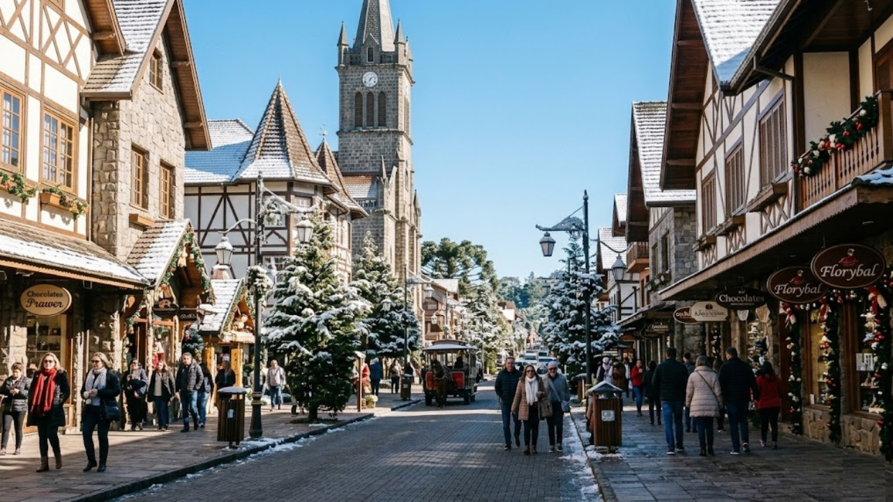 A pequena cidade no sul com neve o ano todo: festival de cinema e o maior Natal do mundo atraem 6 milhões de turistas