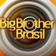 Logotipo Big Brother Brasil, câmera no 'o' de Brother, anéis concêntricos laranja e cinza.