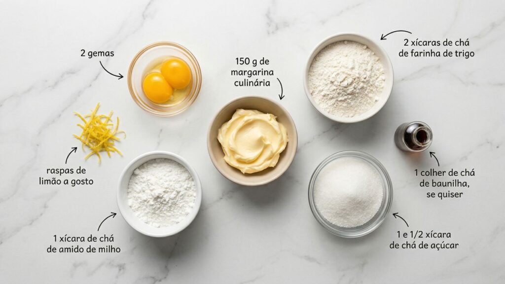 Misture margarina, gemas, farinha e amido de milho e faça um biscoito casadinho leve e delicioso