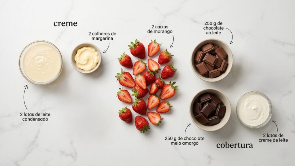 Esse bombom de travessa com morango fica supercremoso e é perfeito para servir gelado