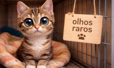 Gato com olhos ‘alien’ surpreende equipe de abrigo