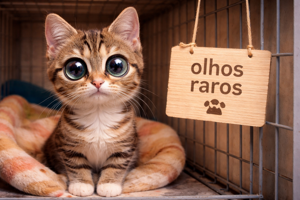 Gato com olhos ‘alien’ surpreende equipe de abrigo