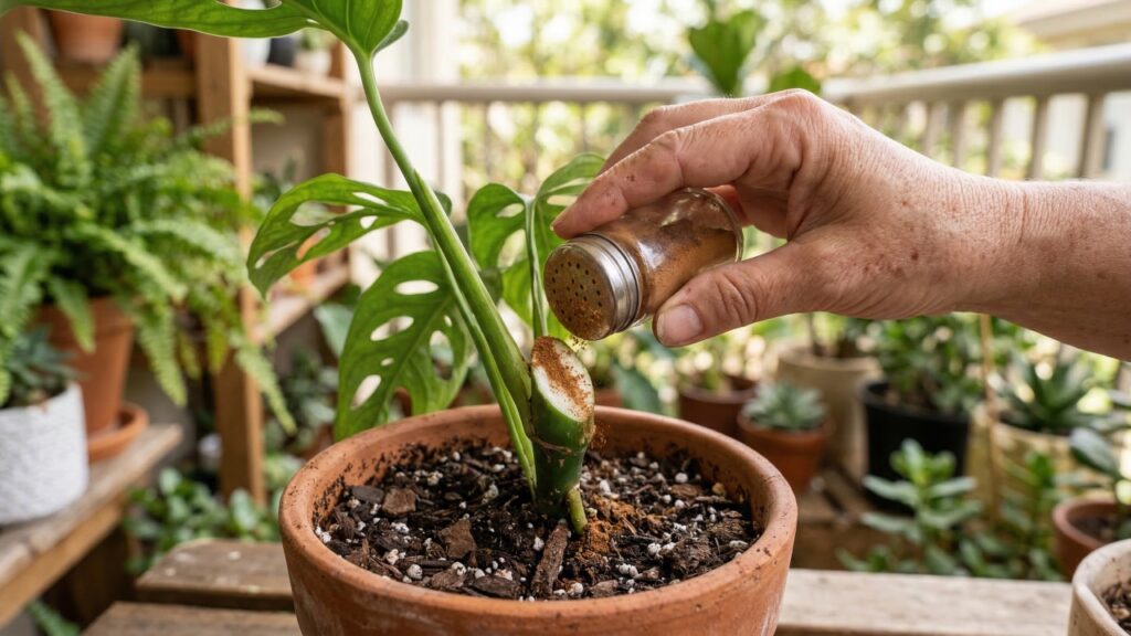 Minha avó costumava colocar canela nas plantas dela e hoje eu também não vivo sem esse cuidado